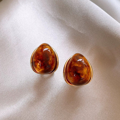 Boucles d'oreilles en pierre oeil-de-tigre Vintage élégantes Légères Luxueuses