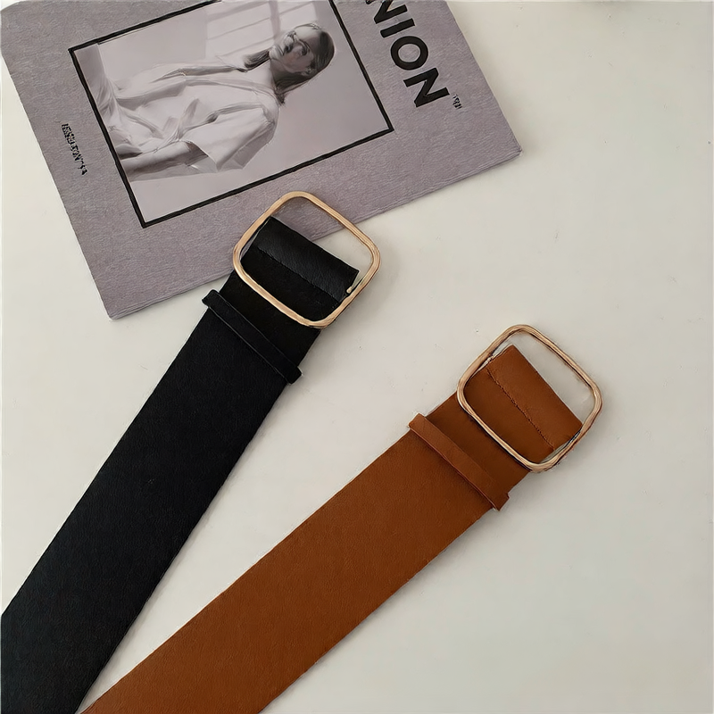 Ceinture large ajustable non perforée avec boucle en alliage