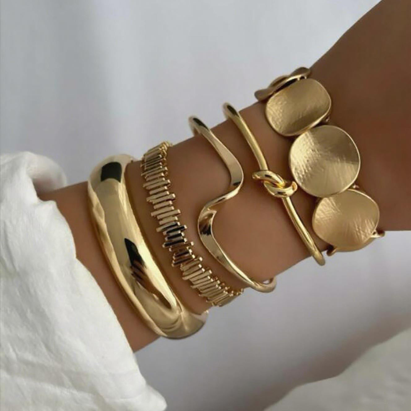 Ensemble de bracelets ouverts superposés pour femmes