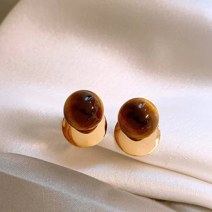 Boucles d'oreilles en pierre oeil-de-tigre Vintage élégantes Légères Luxueuses