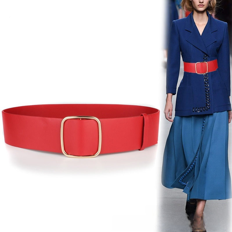 Ceinture large ajustable non perforée avec boucle en alliage