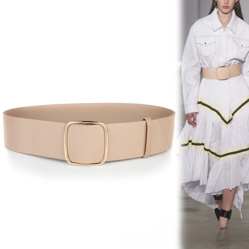 Ceinture large ajustable non perforée avec boucle en alliage