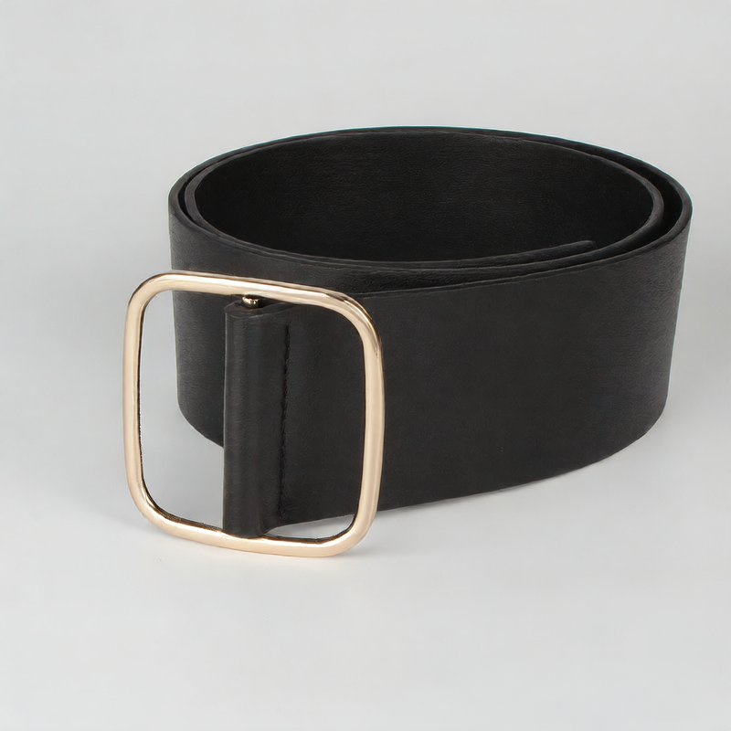 Ceinture large ajustable non perforée avec boucle en alliage
