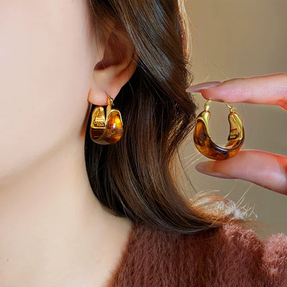 Boucles d'oreilles en pierre oeil-de-tigre Vintage élégantes Légères Luxueuses