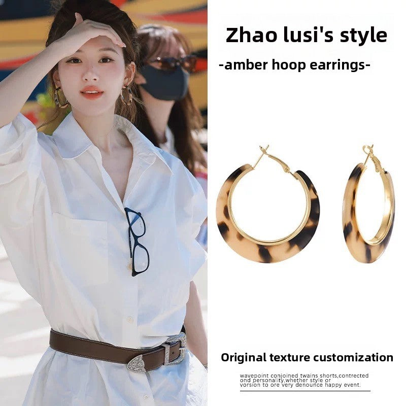 Boucles d'oreilles en pierre oeil-de-tigre Vintage élégantes Légères Luxueuses