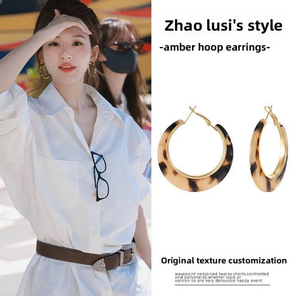 Boucles d'oreilles en pierre oeil-de-tigre Vintage élégantes Légères Luxueuses