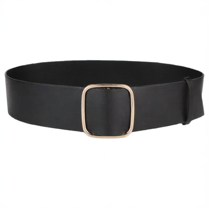 Ceinture large ajustable non perforée avec boucle en alliage