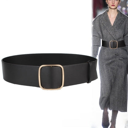 Ceinture large ajustable non perforée avec boucle en alliage