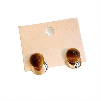 Boucles d'oreilles en pierre oeil-de-tigre Vintage élégantes Légères Luxueuses